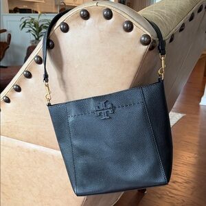 Tory Burch Black Pebbled Leather Shoulder Bag